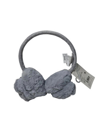 Spteks Kepp Model Unisex Çocuk Gri Renk Ayıcık Figürlü Sıcak Tutan Kışlık Peluş Kulaklık