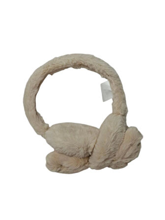 Spteks Kepp Ünisex Çocuk Bej Renk Ayıcık Figürlü Sıcak Tutan Kışlık Peluş Kulaklık