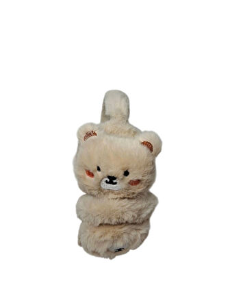 Spteks Kepp Ünisex Çocuk Bej Renk Ayıcık Figürlü Sıcak Tutan Kışlık Peluş Kulaklık