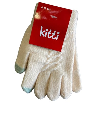 Kitti Eldiven Örme Krem 6-12 YAŞ