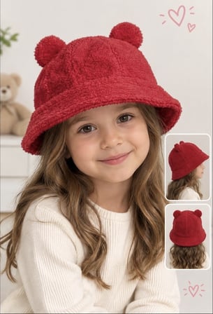 Kitti Şapka Fötr Peluş Kırmızı 4-8 yaş
