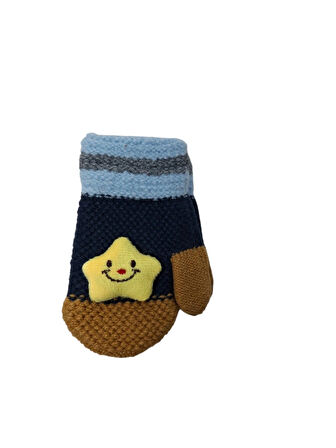 Spteks Kitti 1-3 Yaş Erkek Bebe Lacivert Renk Tatlı Yıldız Figürlü Kışlık Örme Eldiven