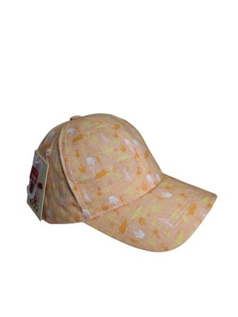 Spteks Kitti 4-8 Yaş Kız Çocuk Somon Renk Palmiye Metraj Basklı Desenli Yazlık Kep Şapka