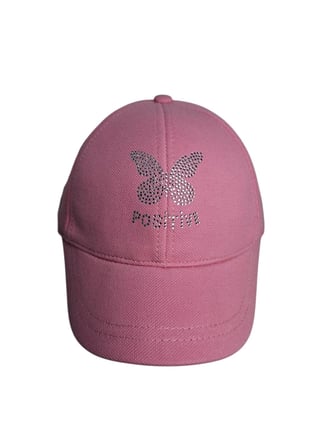Spteks Kitti 9-15 Yaş Kız Garson Pembe Renk Kelebek Baskı Mevsimlik Kep Şapka