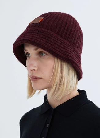 Nordbron Koyu Bordo Kadın Şapka Jucki Knit Bucket Hat