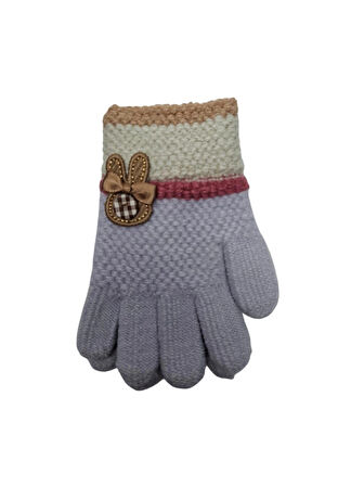 Spteks Kitti 3-6 Yaş Kız Çocuk Anaokulu Lila Renk Tavşan Fiyonk Figürlü Kışlık Örme Eldiven