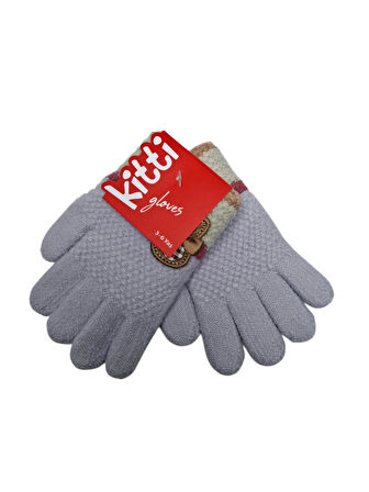 Spteks Kitti 3-6 Yaş Kız Çocuk Anaokulu Lila Renk Tavşan Fiyonk Figürlü Kışlık Örme Eldiven