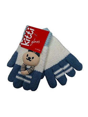 Spteks Kitti 3-6 Yaş Erkek Krem Renk Anaokulu Maskot Figürlü Kışlık Örme Eldiven