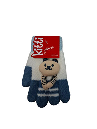 Spteks Kitti 3-6 Yaş Erkek Krem Renk Anaokulu Maskot Figürlü Kışlık Örme Eldiven