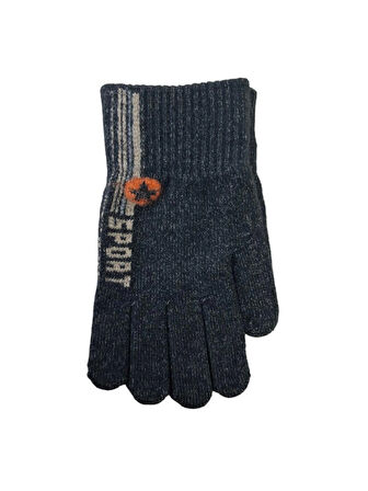 Spteks Kitti 4-8 Yaş Erkek Çocuk Antrasit Renk Yazı Desenli Kışlık Örme Eldiven