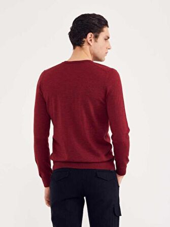 Bisse Erkek Regular Fit  V Yaka Triko BORDO TRNOS001_D25