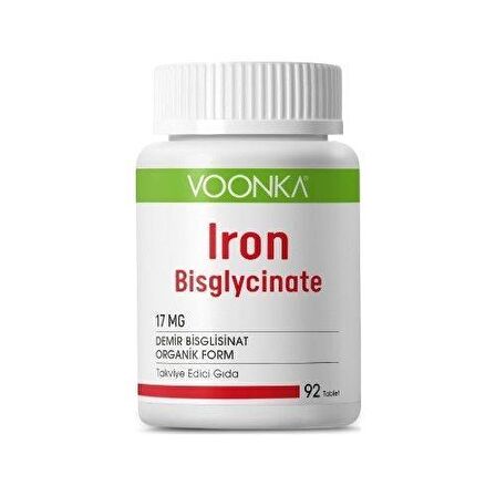 Voonka İron Bisglycinate Demir Bisglisinat 92 Tablet