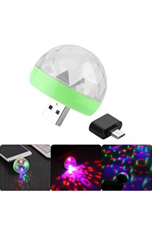 Micro Otg + Mini Sihirli Disko Topu 4w Led Usb Küre