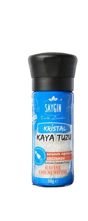 Saygın Kristal Kaya Tuzu - Sofrada Öğütme 500 gr 2 Adet + Değirmen 110 gr