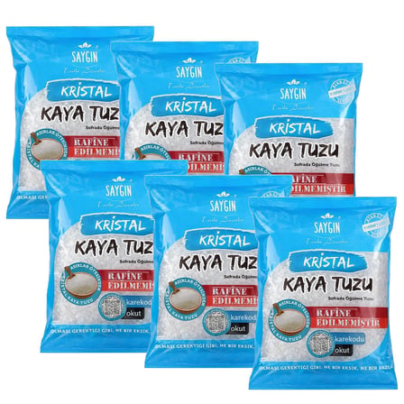 saygın kristal kaya tuzu - sofrada öğütme 500 gr x 6 adet