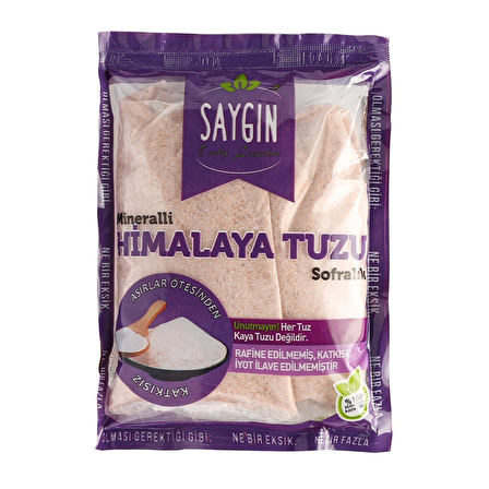 Saygın Yemeklik Himalaya Kaya Tuzu Öğütülmüş Mineralli Pembe 500 Gr Paket