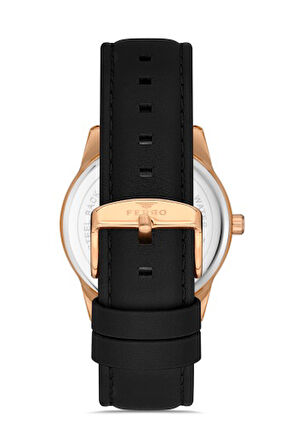 Ferro F11368B-R3 Quartz Deri Siyah Lacivert Kadran 41 mm Erkek Kol Saati