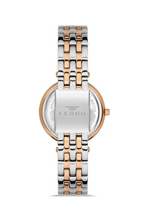 Ferro FL21331A-E Çelik Rose Gold/Metalik Gri 34 mm Kadın Kol Saati