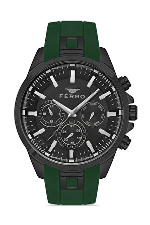 Ferro FM11379DWT-ZF2 Quartz Silikon Yeşil Siyah Kadran 46 mm Erkek kol Saati