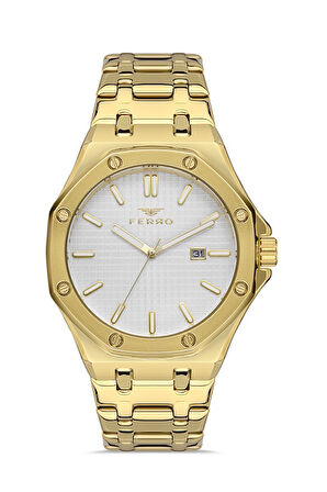 Ferro F11290A-B 42 mm Quartz Çelik Altın Rengi 42 mm Erkek Kol Saati  