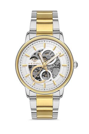 Ferro Gold Gümüş Çelik Kordon Erkek Kol Saati LF31399A-D