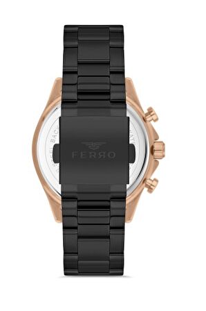Ferro Quartz Çelik Siyah 44 mm Fonksiyonları Aktif Erkek Kol Saati