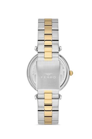 Ferro FL40115A-D10 Quartz Çelik Altın/Gri Yeşil Kadran 32 mm Kadın Kol Saati