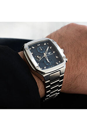 Ferro FM11485A-A3 Quartz Çelik Gri Lacivert Kadran 40 mm Erkek Kol Saati