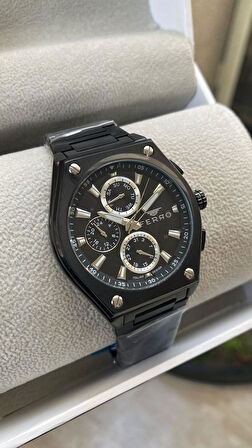 Ferro Quartz Çelik Siyah 44 mm Fonksiyonları Aktif Erkek Kol Saati