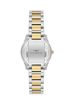 Ferro Quartz Çelik Altın/Gri 33 mm Kadın Kol Saati