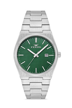 Ferro Quartz Çelik Gri Yeşil Kadran 40 mm Erkek Kol Saati