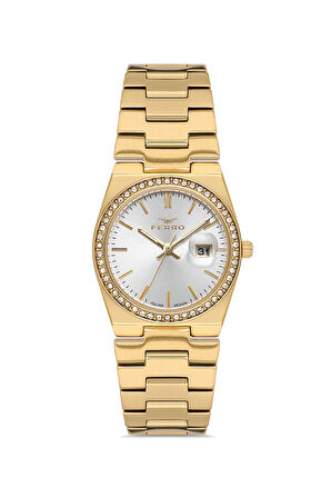 Ferro FL21596AWT-B Quartz Çelik Altın Rengi 30 mm Kadın Kol Saati