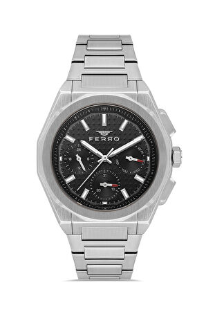 Ferro FM43013A-A2 Quartz Çelik Gri Siyah Kadran 43 mm Erkek Kol Saati