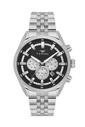 Ferro FM11507A-A2 Quartz Çelik Gri Siyah Kadan 41 mm Erkek Kol Saati