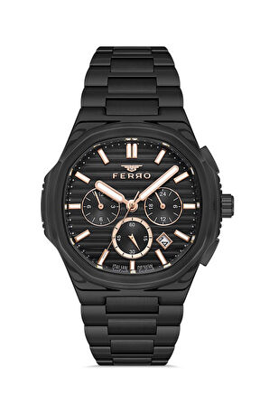 Ferro Quartz Çelik Siyah 41 mm Fonksiyonları Aktif Erkek Kol Saati