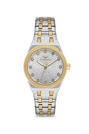 Ferro FL40146A-D Quartz Çelik Altın/Gri 30 mm Kadın Kol Saati
