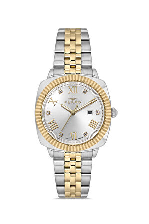 Ferro FL21625AWT-D Quartz Çelik Altın/Gri 32 mm Kadın Kol Saati 
