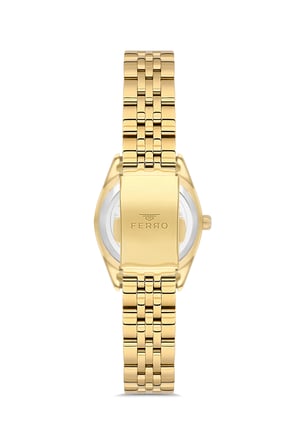 Ferro FL21618AWT-B6 Quartz Çelik Altın Rengi Yeşil Kadran 28 mm Kadın Kol Saati