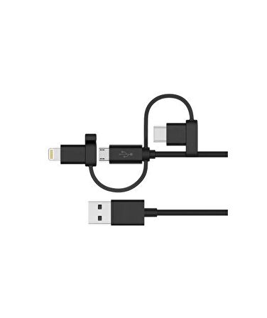 Awetron Apple Mfi Lisanslı Lightning + Type-C + Micro Usb 3'lü Hasır İp Kablo 1,5metre
