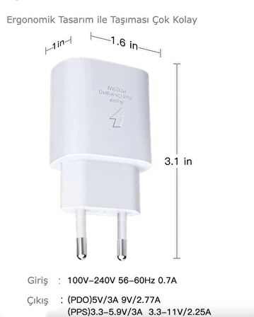 İnovaxis Lightning 25 Watt Hızlı Şarj Aleti Beyaz