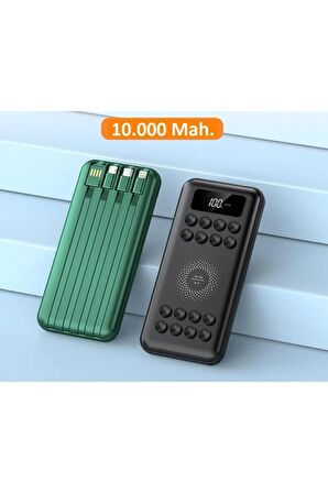 Inovaxis 10.000Mah.Kablosuz Şarj Özellikli Dahili Kablolu Dijital Göstergeli Vantuzlu Powerbank