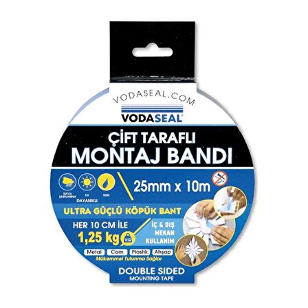 Vodaseal Bant Çift Taraflı Montaj Bandı 25Mmx10Mt