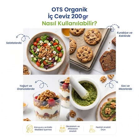 Ots Organik İç Ceviz 200 gr (Organik Sertifikalı, Pestisit Analizli)