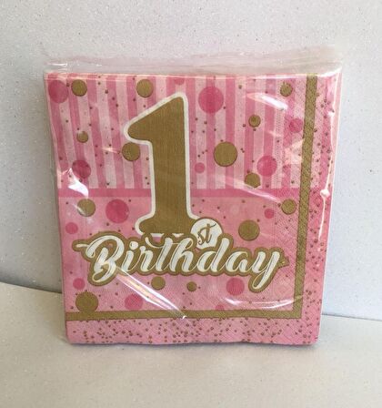 PEÇETE 1 BİRTHDAY 16'LI PEMBE