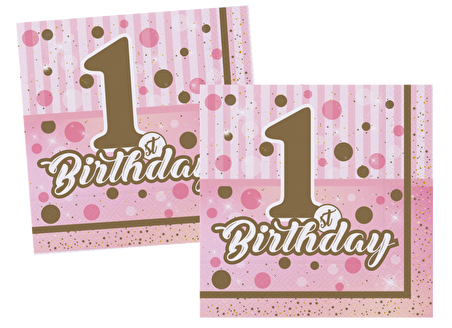 PEÇETE 1 BİRTHDAY 16'LI PEMBE