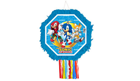 Pinyata Sonic Mavi 42cm çaplı sopalı .püsküllü gerçek patlayan doğum günü pinyata