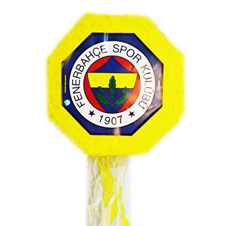 Pinyata Fenerbahçe orjinal lisanslı 42 cm çaplı ahşap sopalı uçları püsküllü gerçek patlayabilen pinyata sarı lacivert