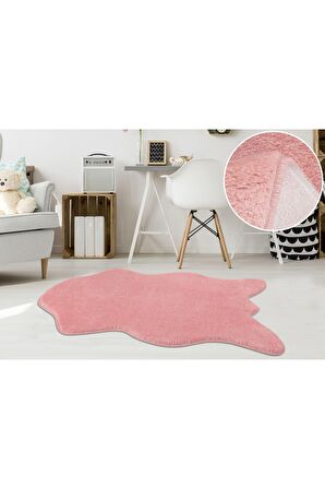 Myevilla Kaymaz Taban Peluş Post Pembe 100x150