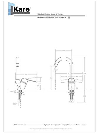 Spectra Mix Lavabo Bataryası(Kısa Borulu)