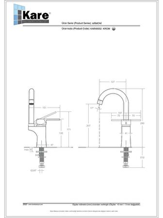 Armoni Mix Lavabo Bataryası Kısa Borulu